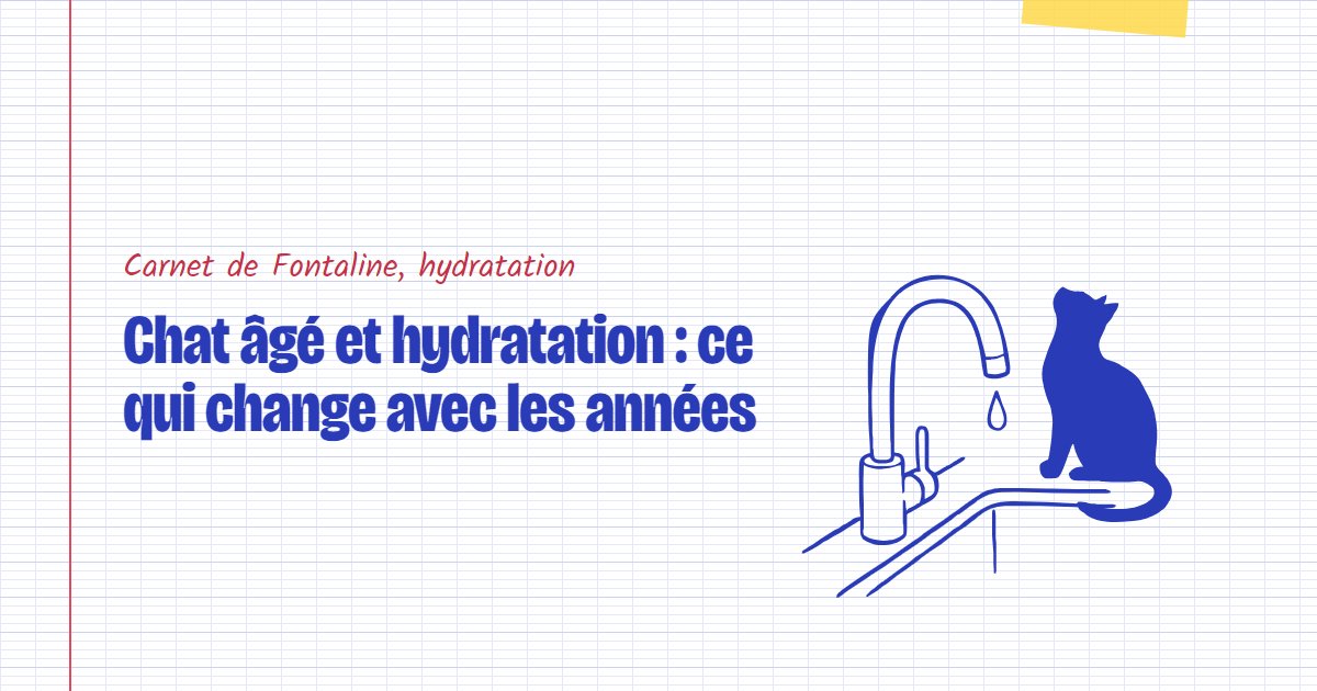 Couverture du carnet Fontaline : Chat âgé et hydratation : ce qui change avec les années